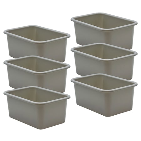 Teacher Created Resources Storage Bin, Plastic, Gray, 6 PK 20395